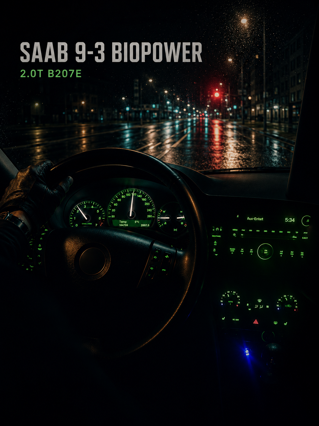 Saab cockpit night-drive poster visual