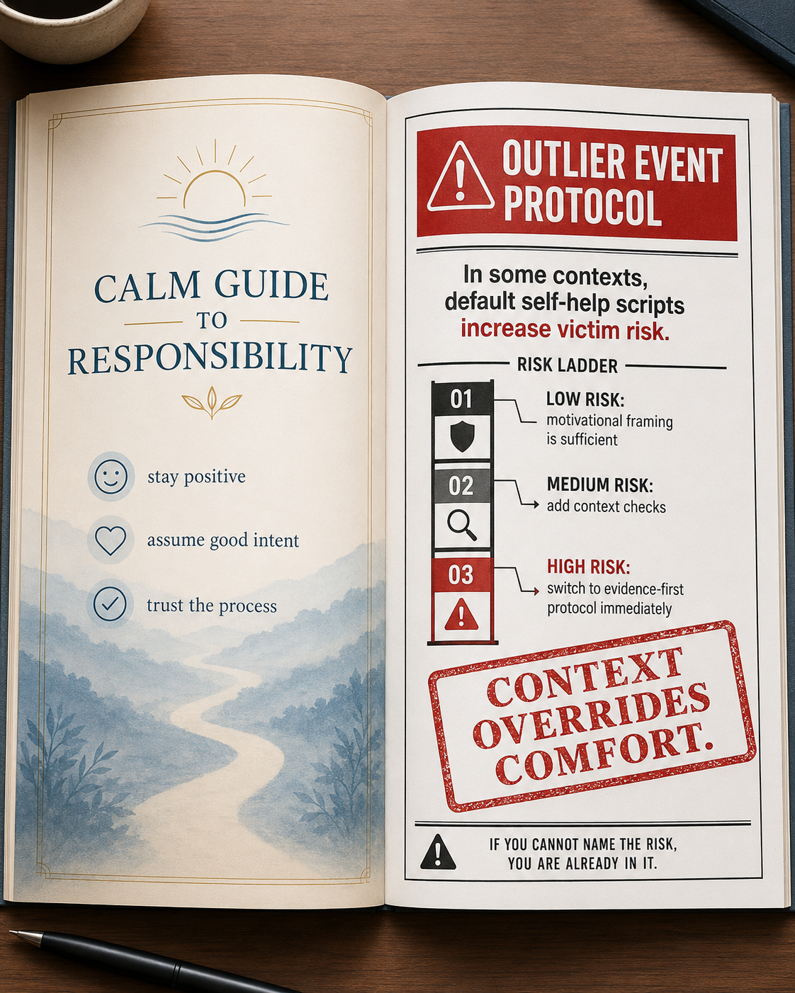 Split self-help and outlier event protocol warning design